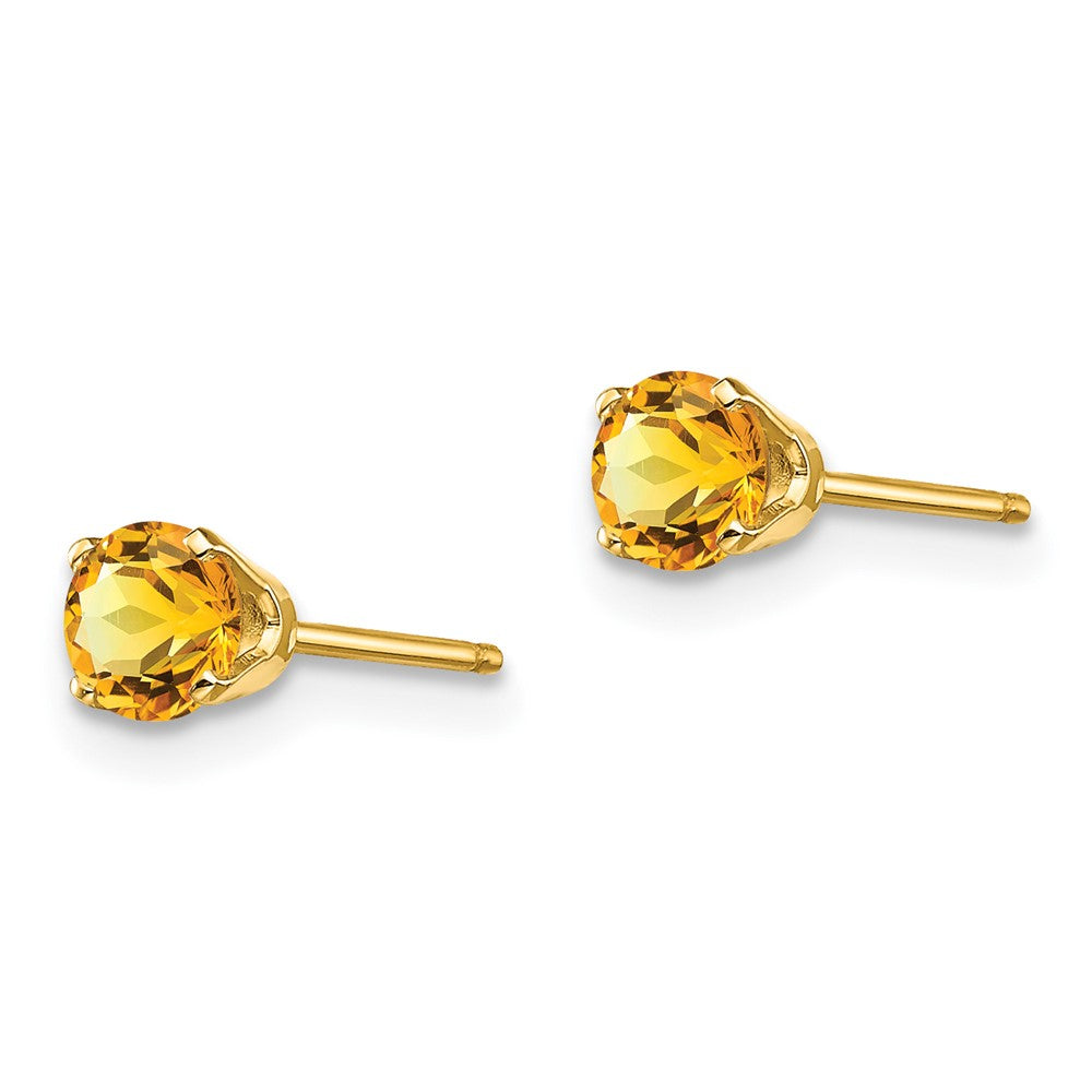 14k Round November/Citrine Post Earrings