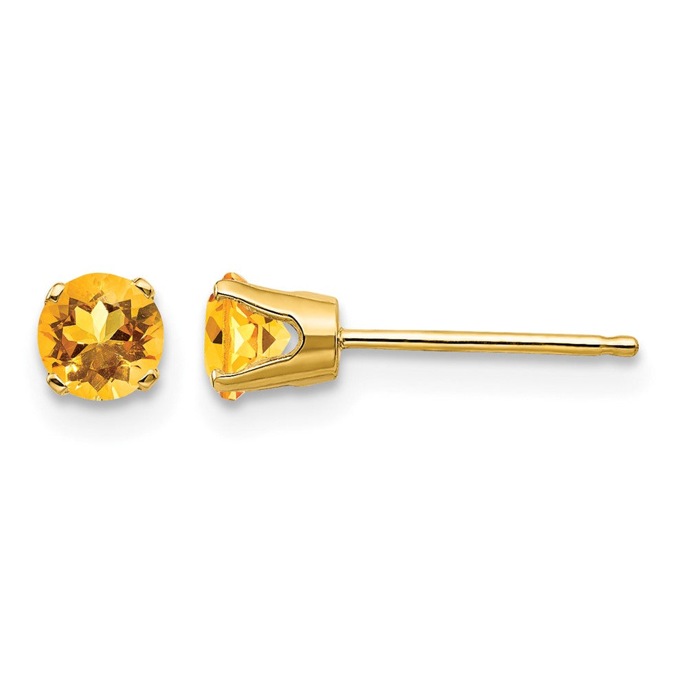 14k Round November/Citrine Post Earrings