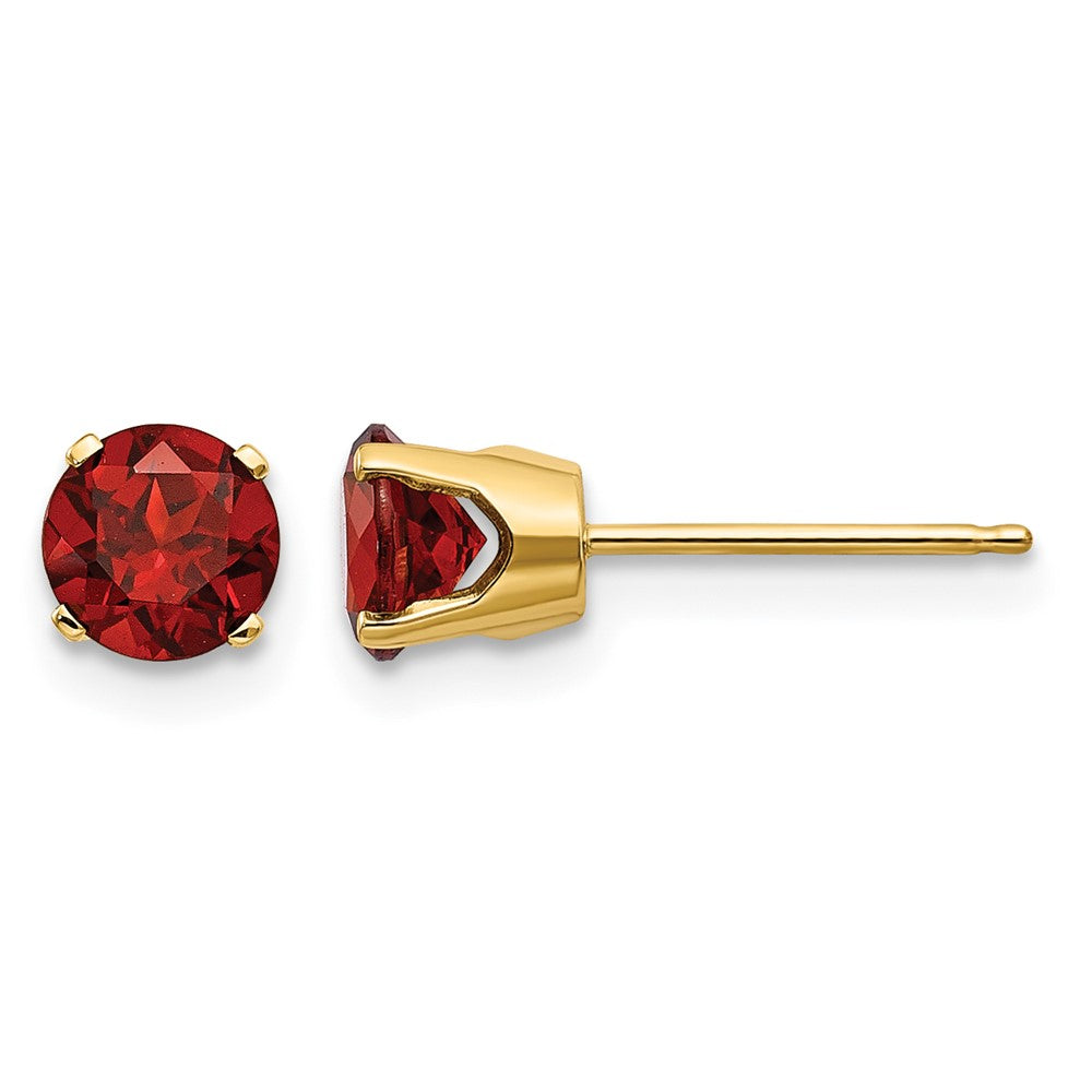 14k Round Garnet Earrings - January