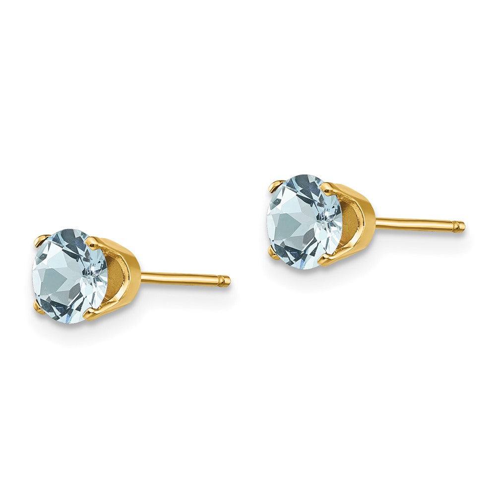 14k Round Aquamarine Earrings - March