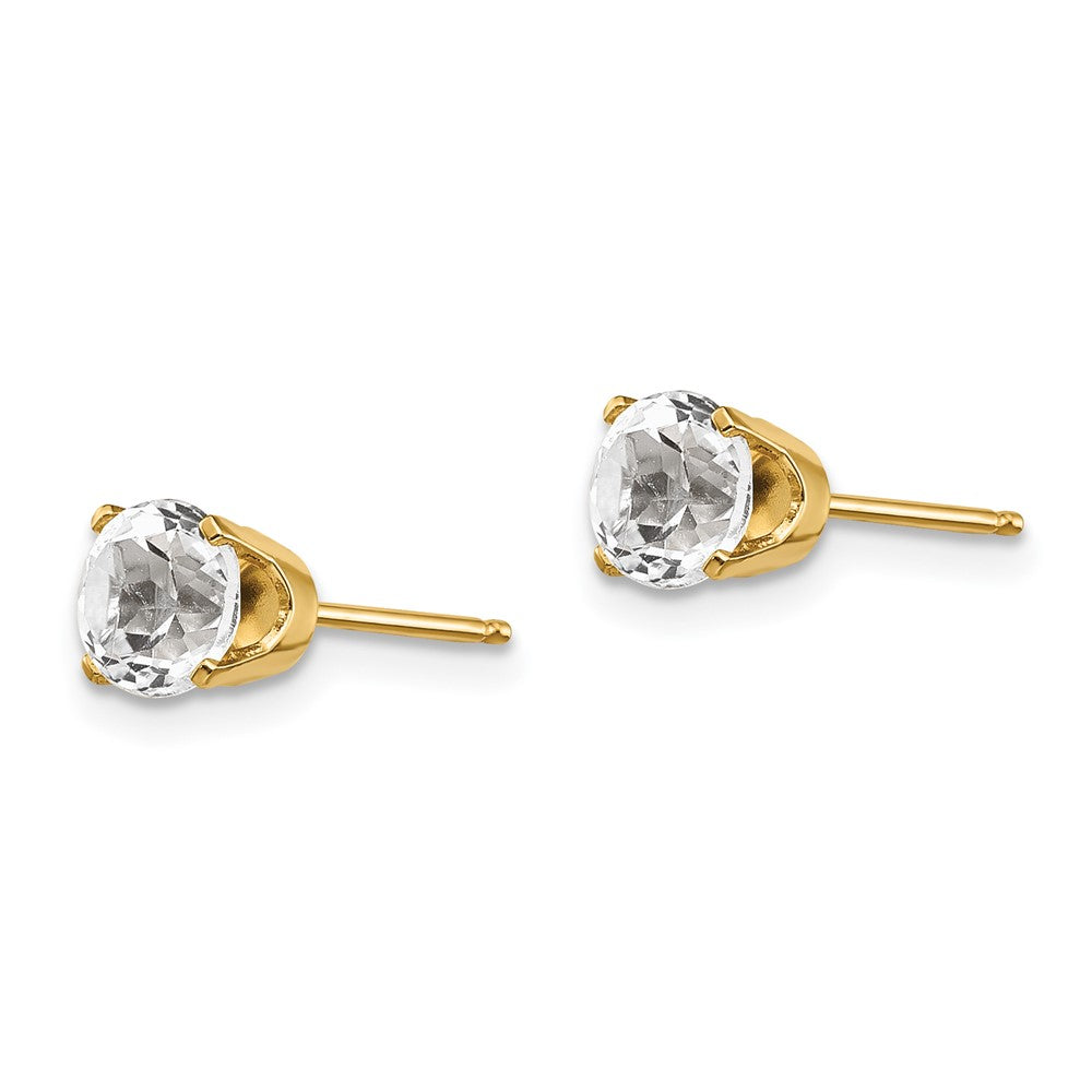 14k Round White Topaz Earrings - April