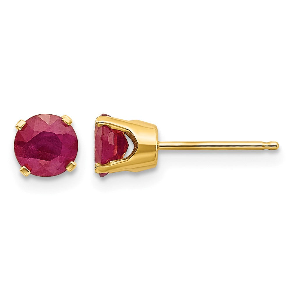 14k Round Ruby Earrings - July