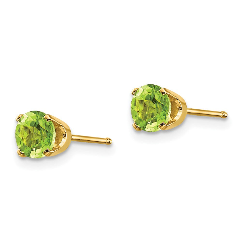 14k Round Peridot Earrings - August