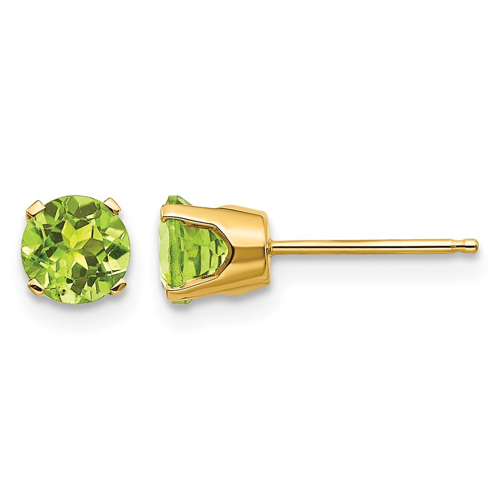 14k Round Peridot Earrings - August