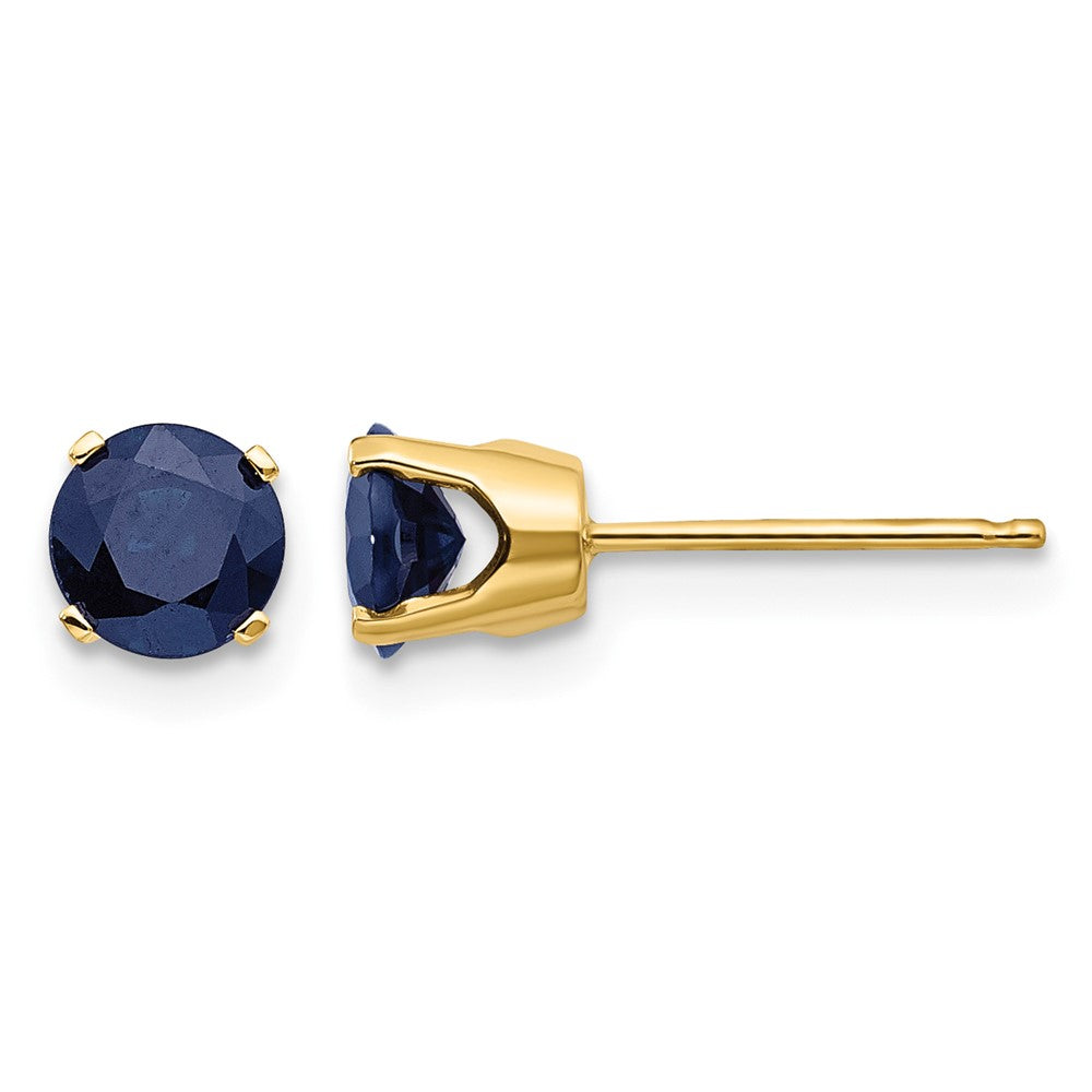 14k Round Natural Sapphire Earrings - September