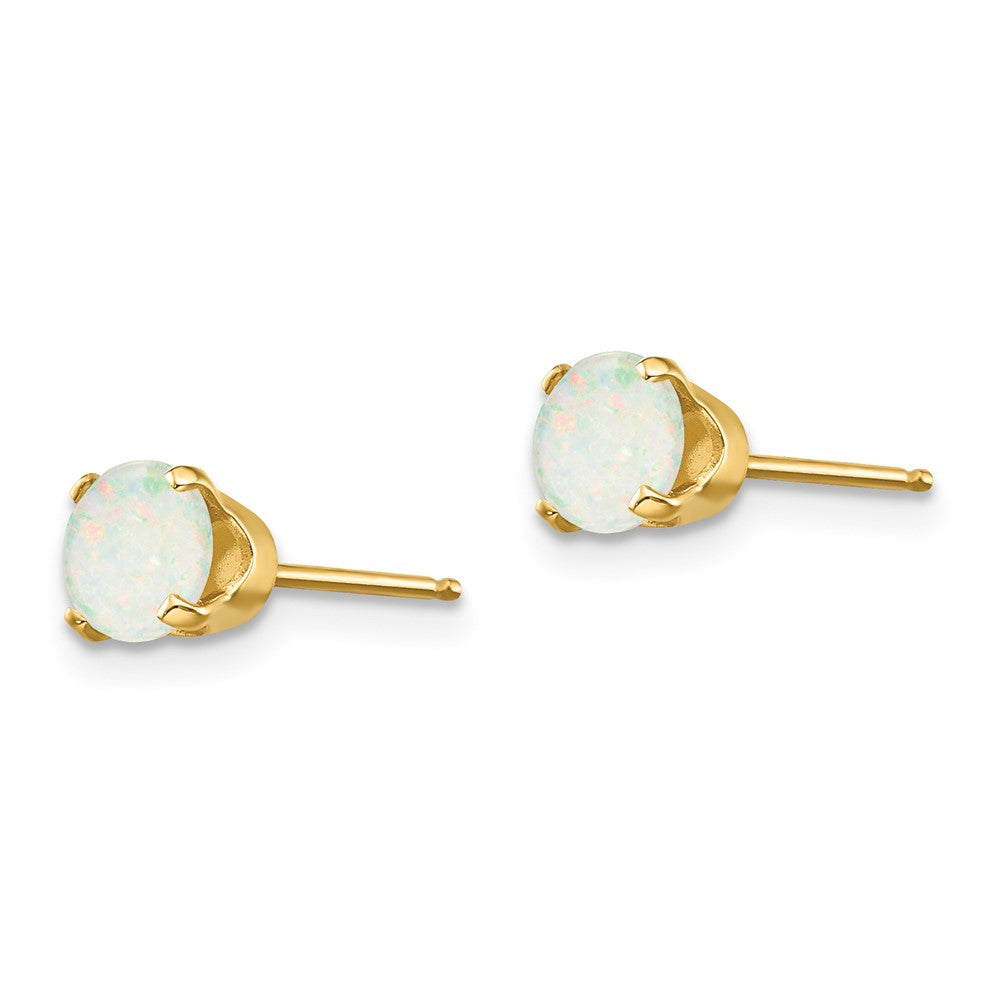 14k Round Opal Earrings - October