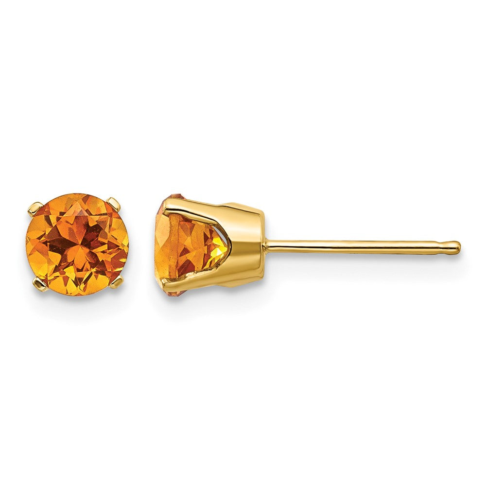 14k Round Citrine Earrings - November