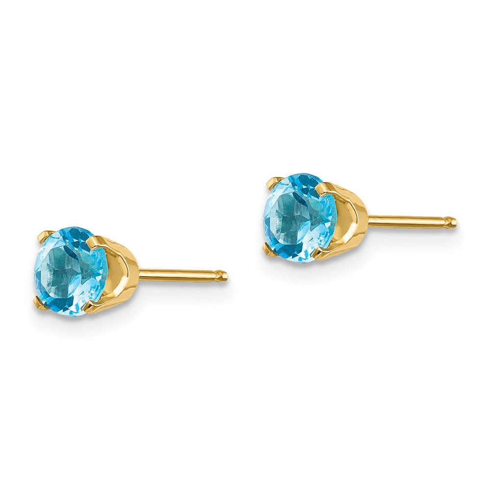 14k Round Blue Topaz Earrings - December