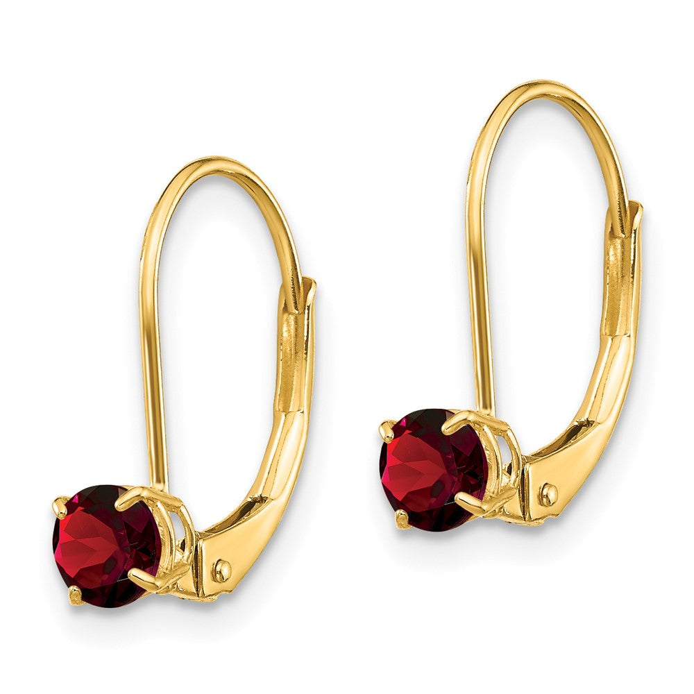 14k Round January/Garnet Leverback Earrings