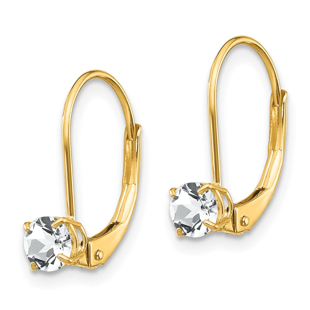 14k Round April/White Topaz Leverback Earrings