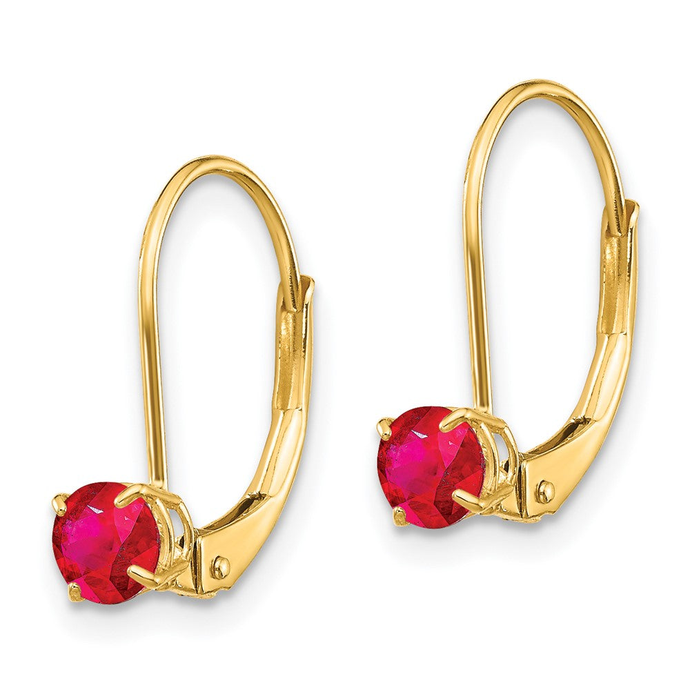 14k Round July/Ruby Leverback Earrings