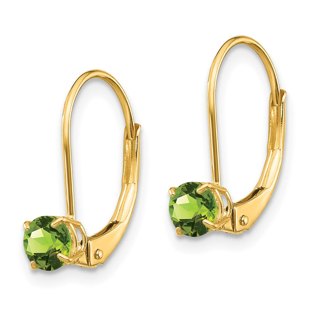 14k Round August/Peridot Leverback Earrings