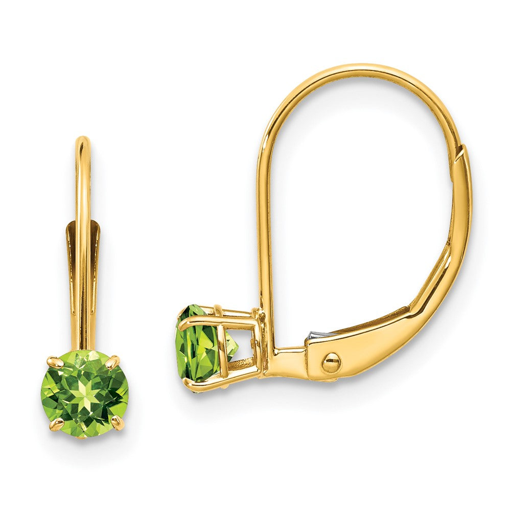 14k Round August/Peridot Leverback Earrings