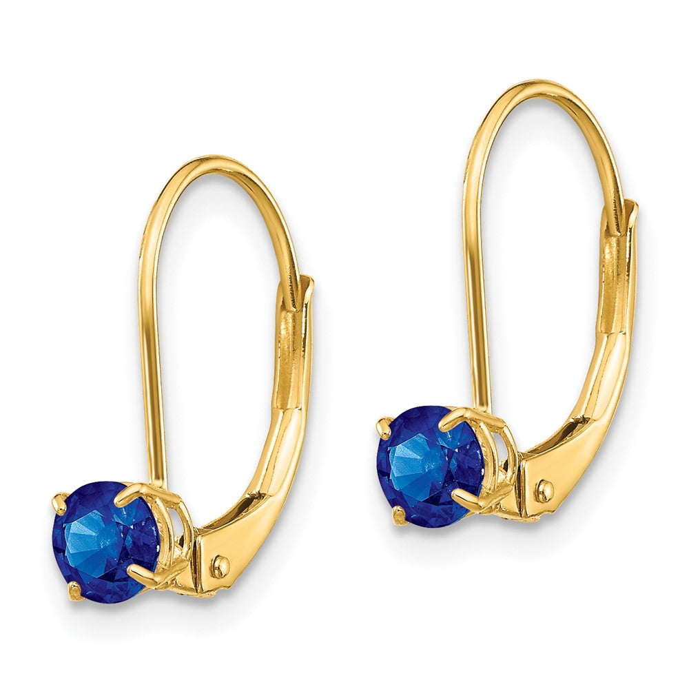 14k Round September/Sapphire Leverback Earrings