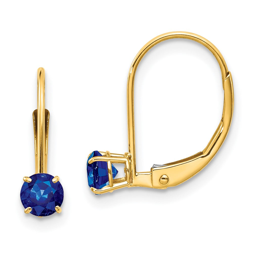14k Round September/Sapphire Leverback Earrings