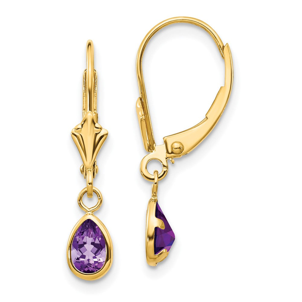 14k 6x Amethyst/February Earrings