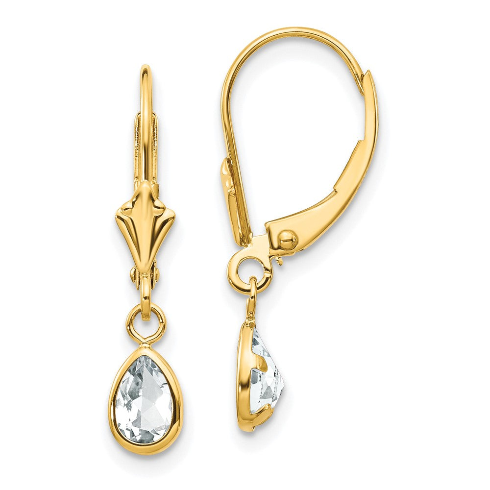 14k 6x April White Topaz Earrings