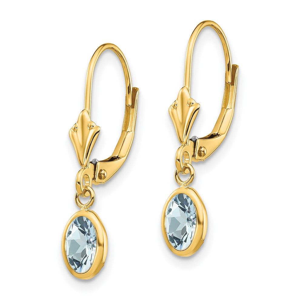 14k 6x Aquamarine/March Earrings