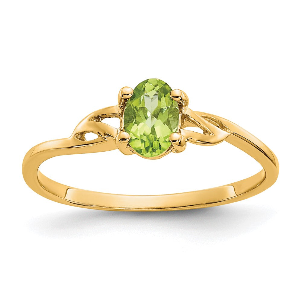 14k 6x4 Oval Peridot Birthstone Ring