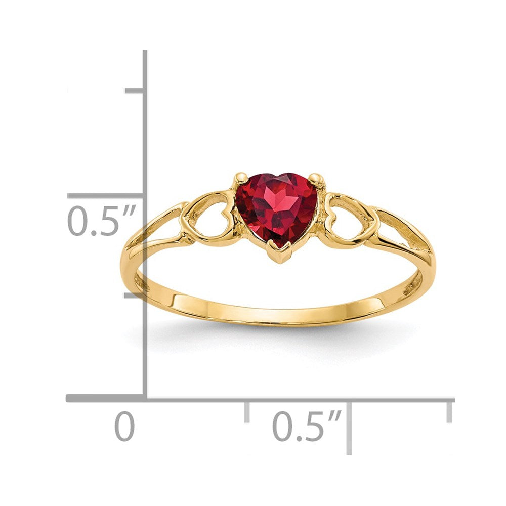 14k Heart Garnet Birthstone Ring