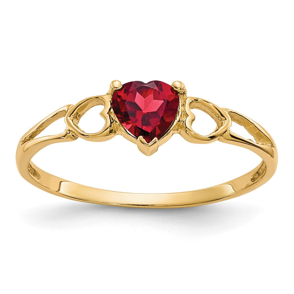 14k Heart Garnet Birthstone Ring