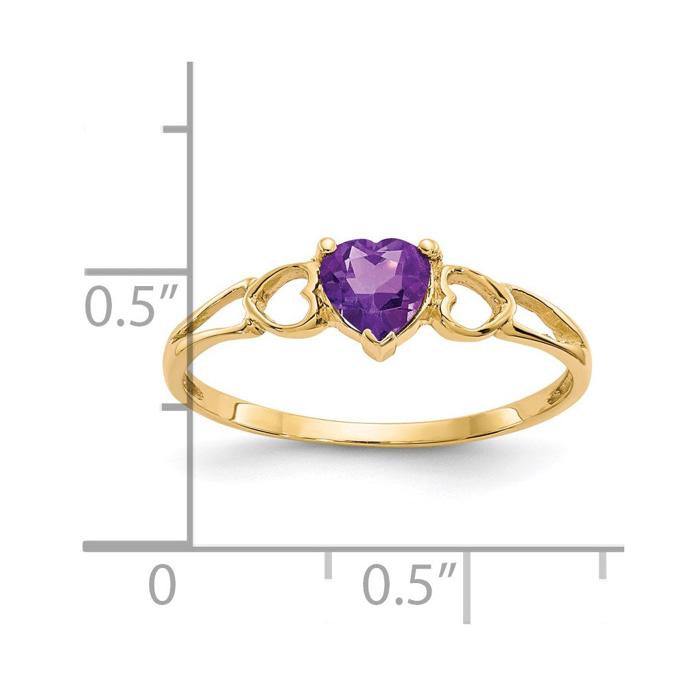 14k Heart Amethyst Birthstone Ring