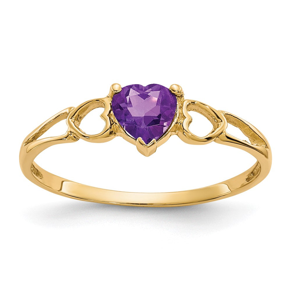 14k Heart Amethyst Birthstone Ring