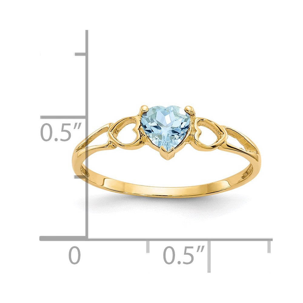 14k Heart Aquamarine Birthstone Ring