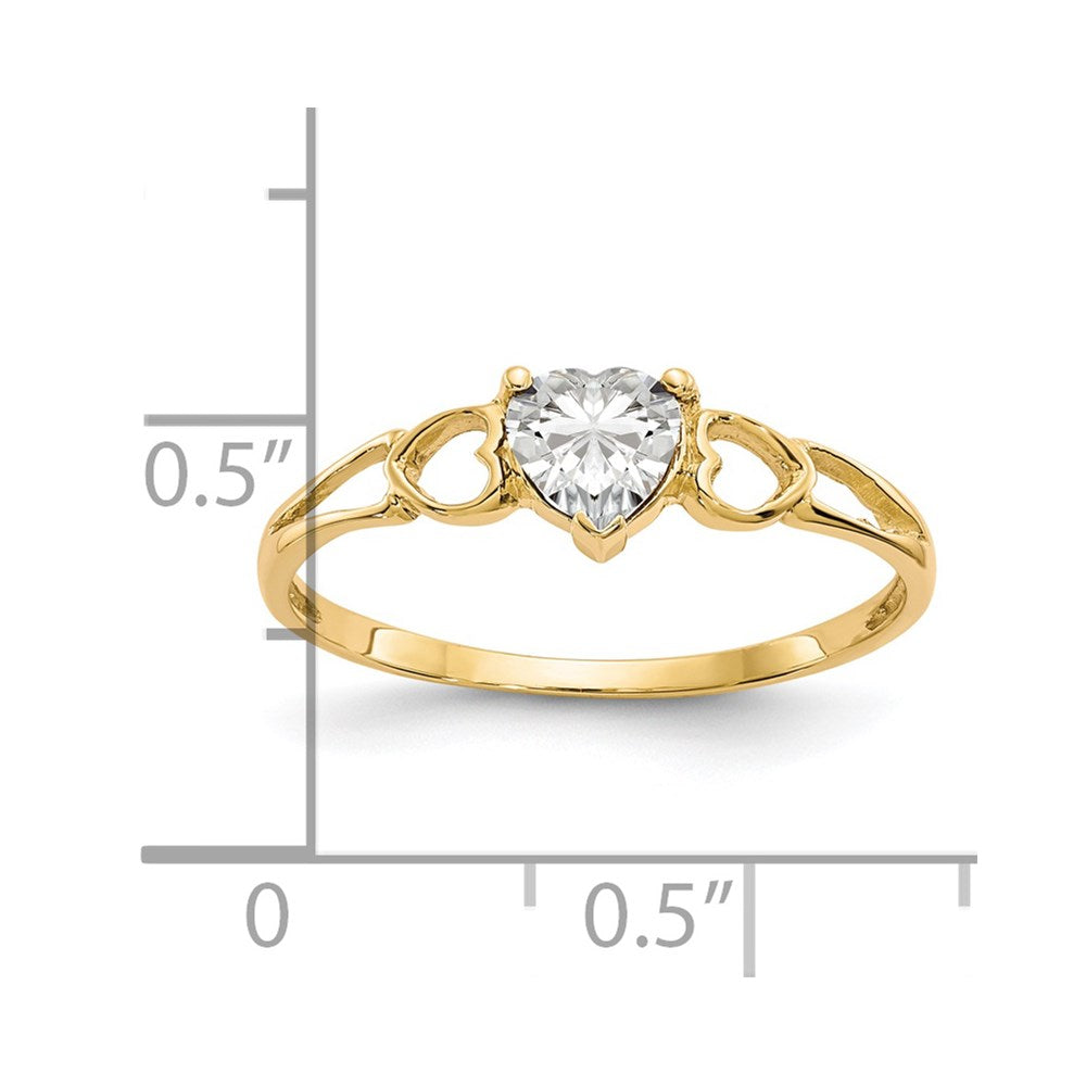 14k Heart White Topaz Birthstone Ring