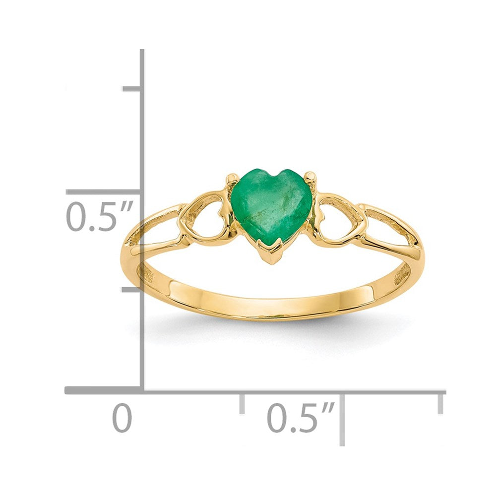 14k Heart Emerald Birthstone Ring