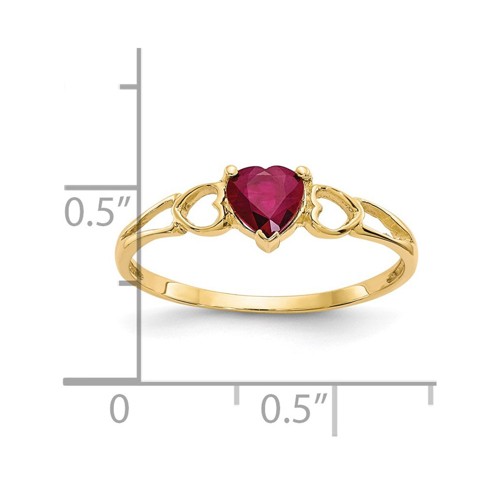14k Heart Ruby Birthstone Ring