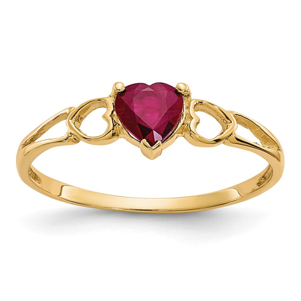 14k Heart Ruby Birthstone Ring