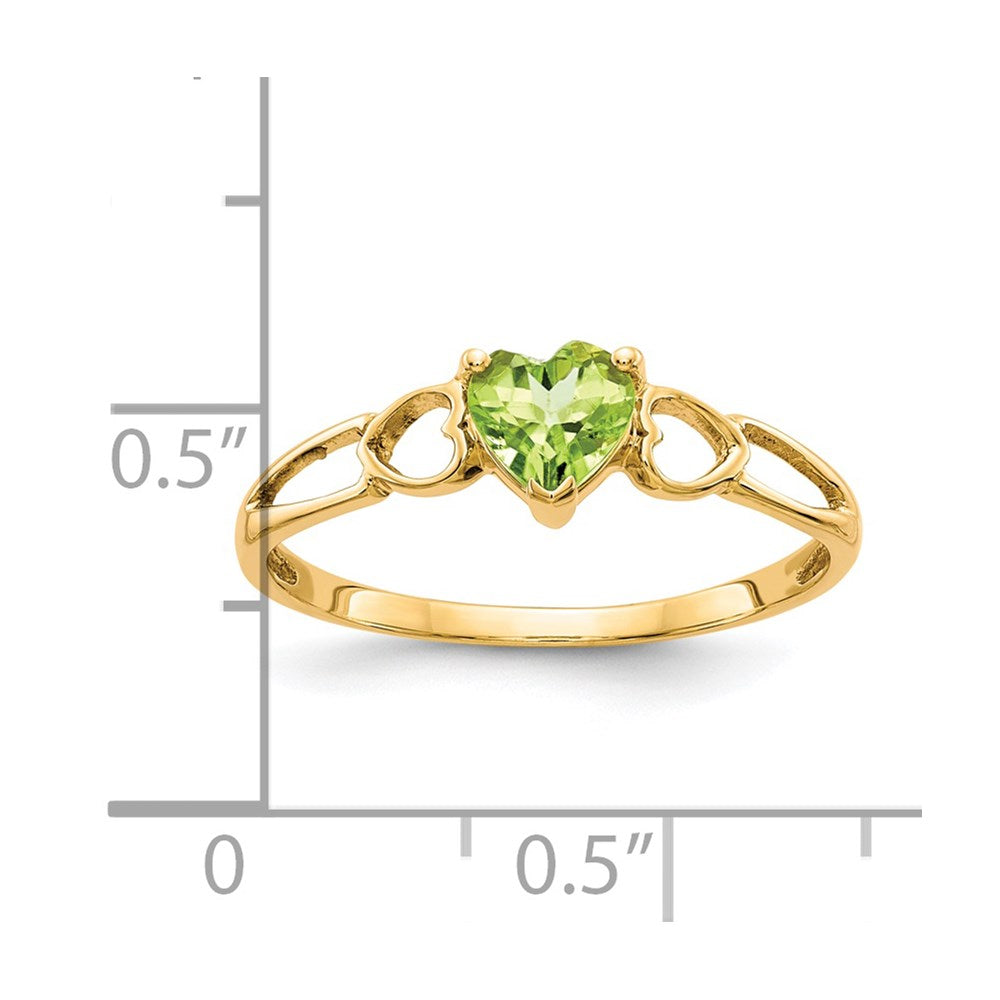 14k Heart Peridot Birthstone Ring