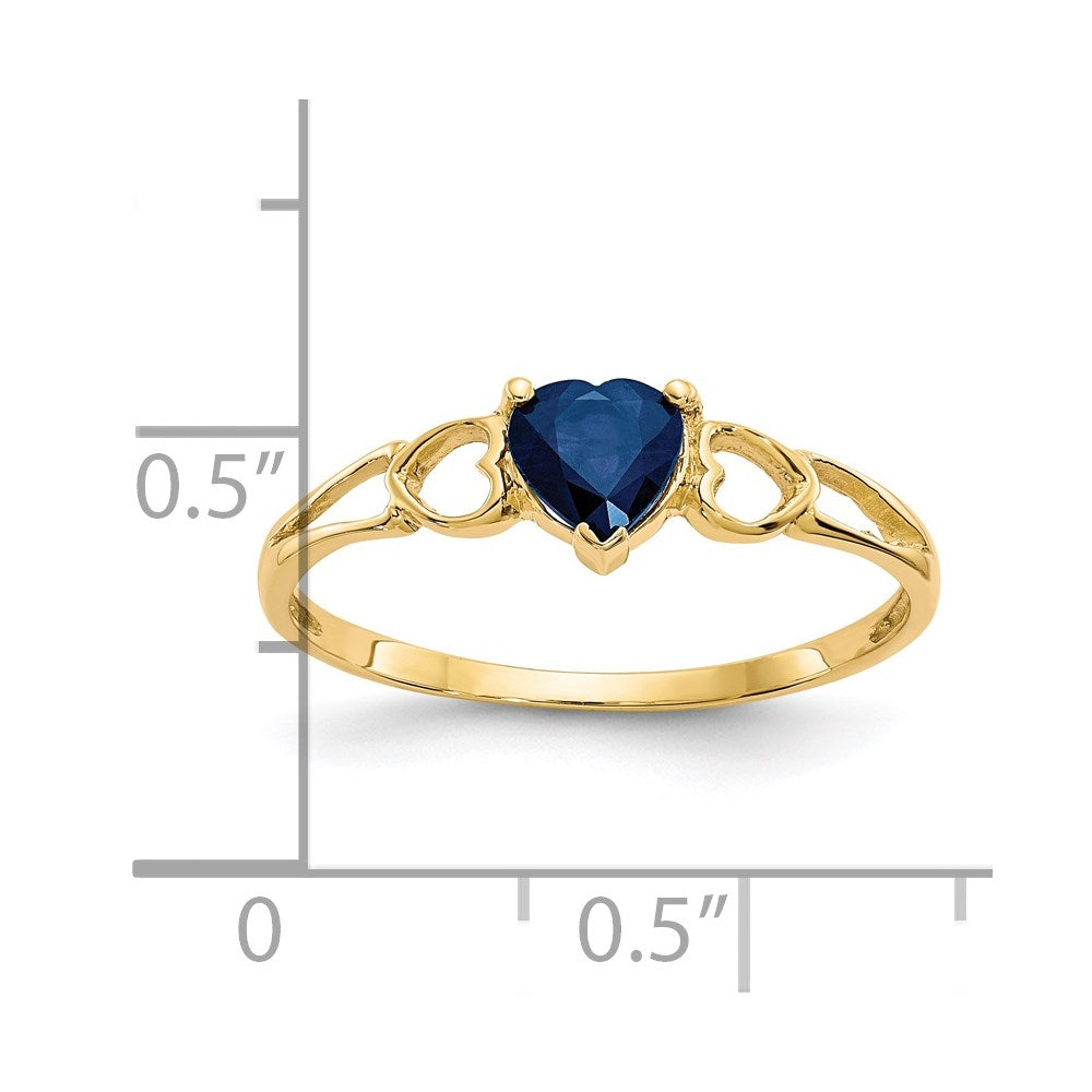 14k Heart Sapphire Birthstone Ring