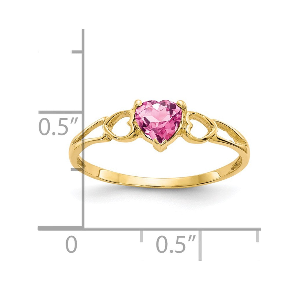 14k Heart Pink Tourmaline Birthstone Ring