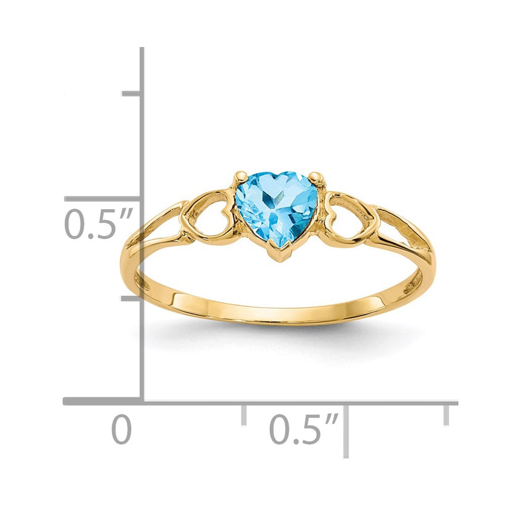 14k Heart Blue Topaz Birthstone Ring