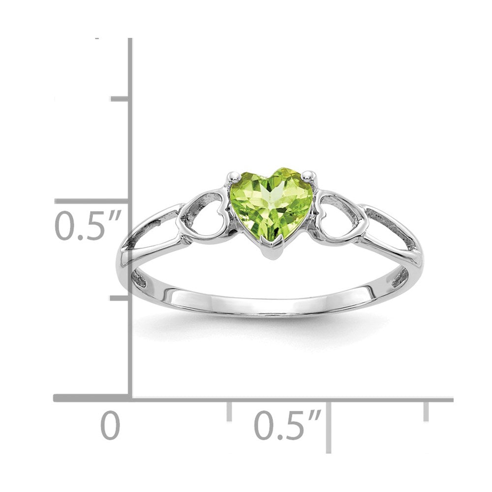 14k White Gold Heart Peridot Birthstone Ring