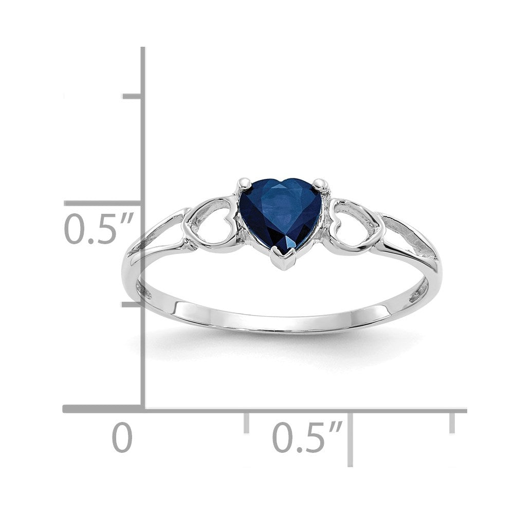 14k White Gold Heart Sapphire Birthstone Ring
