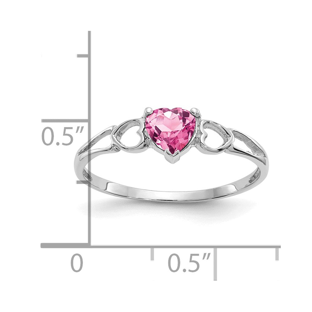14k White Gold Heart Pink Tourmaline Birthstone Ring
