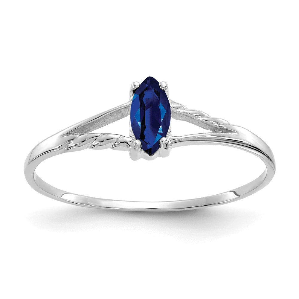 14k White Gold 6x3 Marquise Sapphire Birthstone Ring