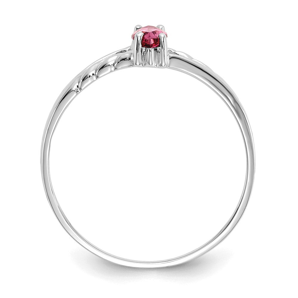 14k White Gold 6x3 Marquise Pink Tourmaline Birthstone Ring