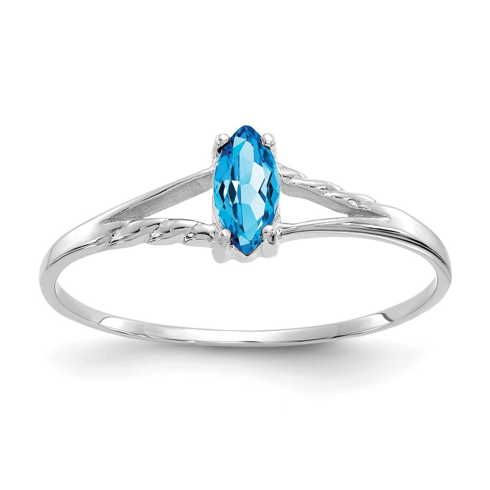 14k White Gold 6x3 Marquise Blue Topaz Birthstone Ring