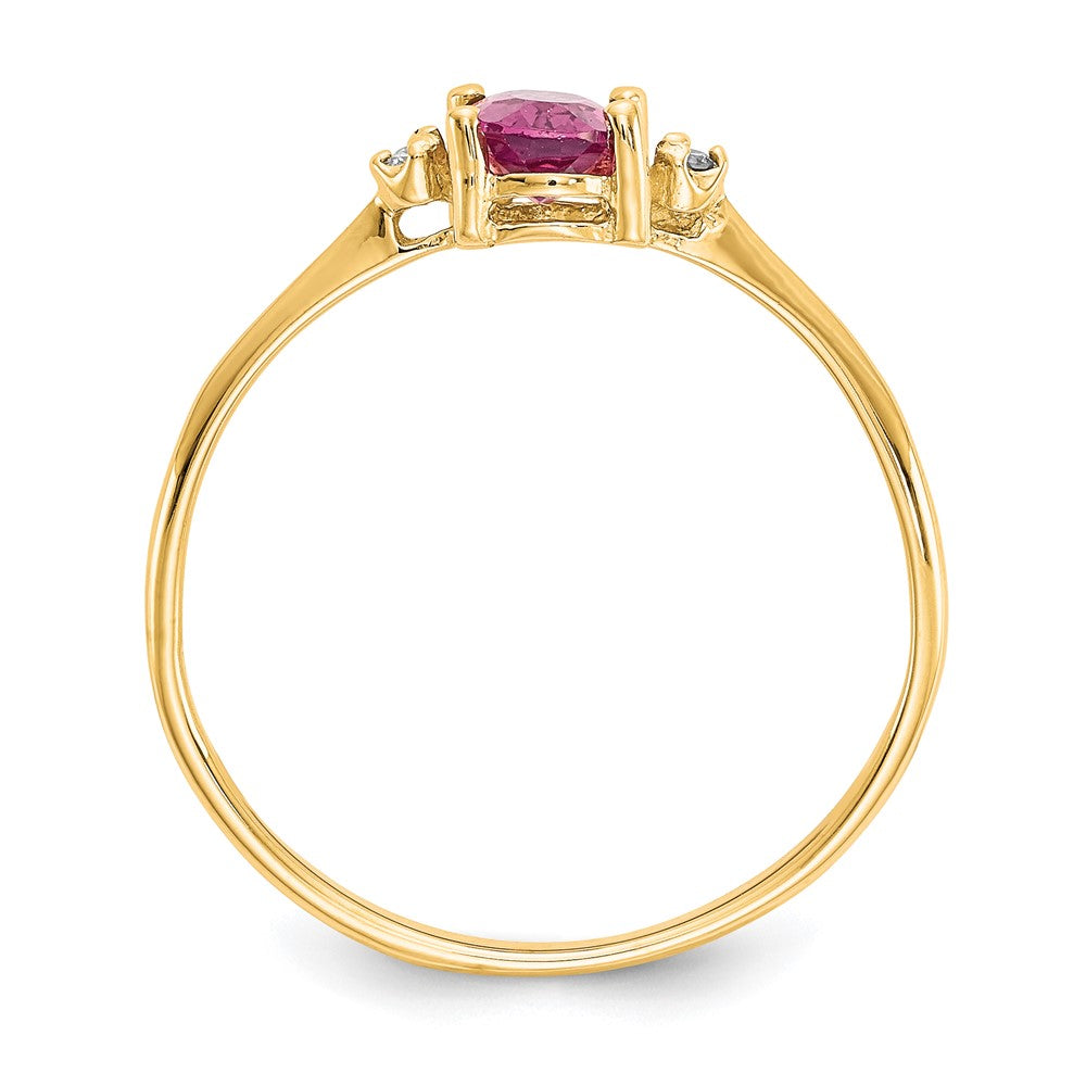 14k Diamond and 6x4 Oval Pink Tourmaline Birthstone Ring