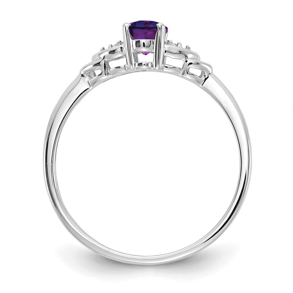 14k White Gold Amethyst and Diamond Ring