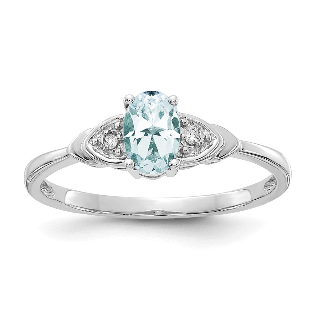 14k White Gold Aquamarine and Diamond Ring