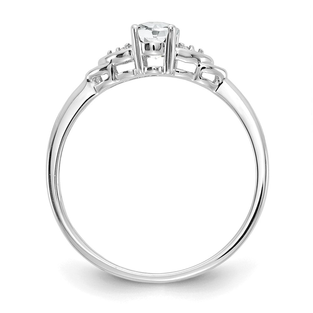 14k White Gold White Topaz and Diamond Ring