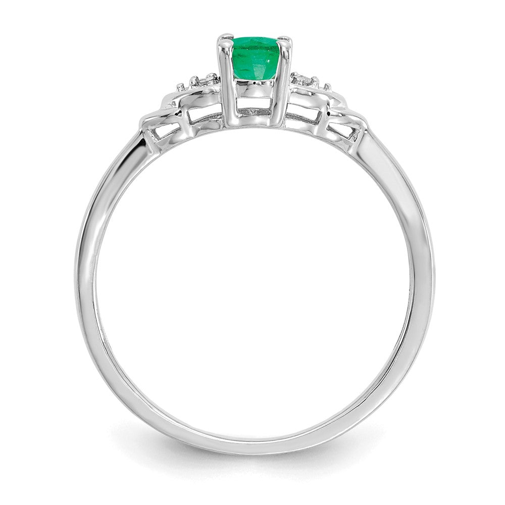 14k White Gold Emerald and Diamond Ring