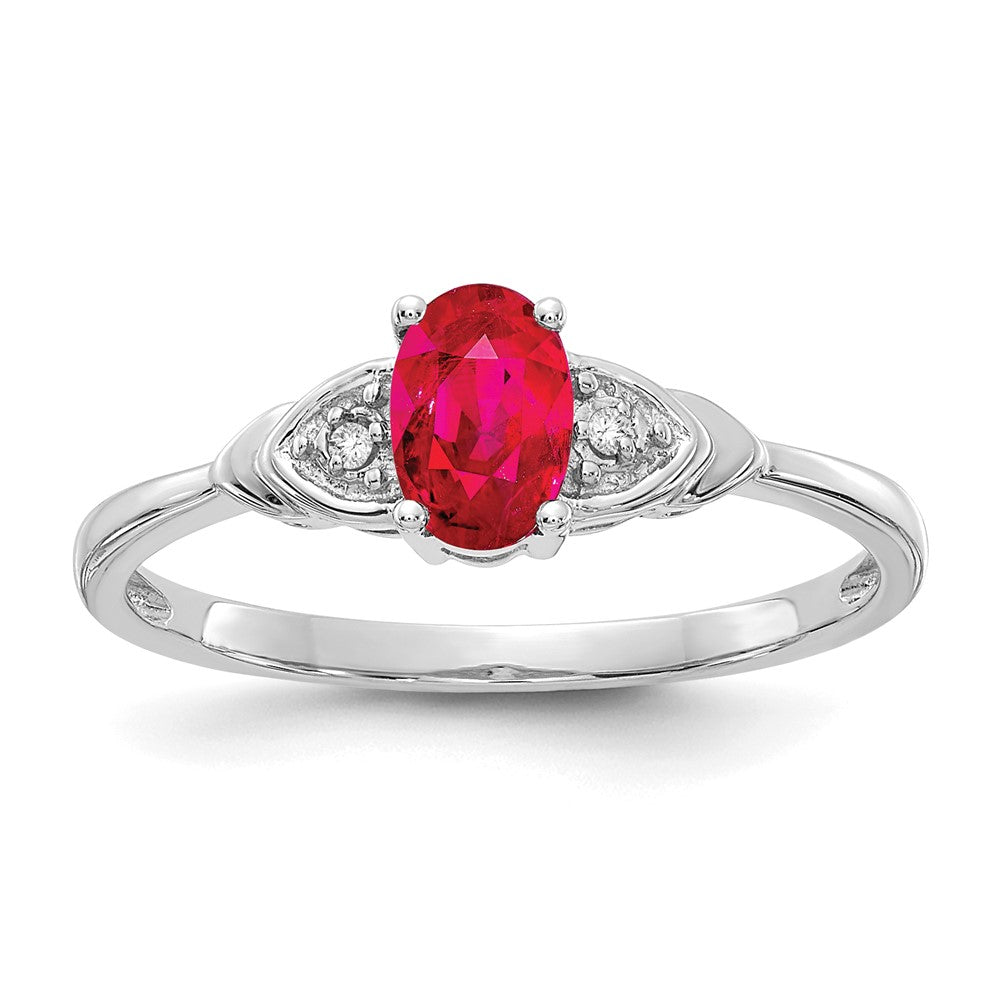 14k White Gold Ruby and Diamond Ring