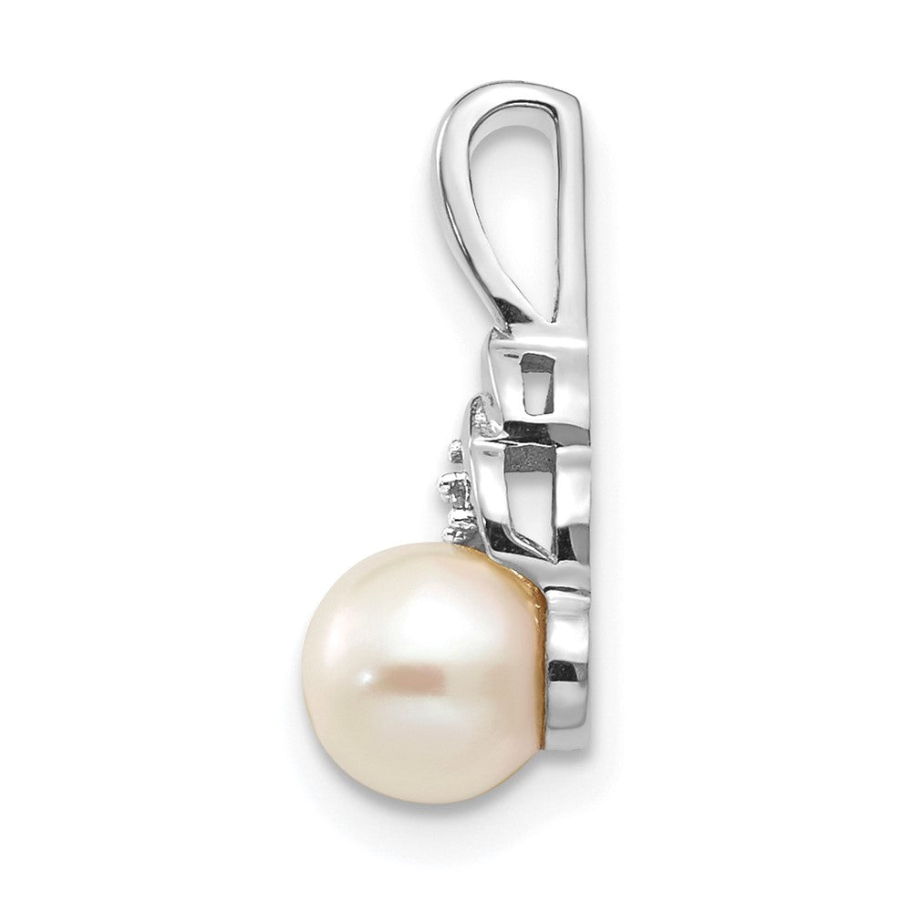 14k White Gold June/Freshwater Cultured Pearl and Diamond Pendant