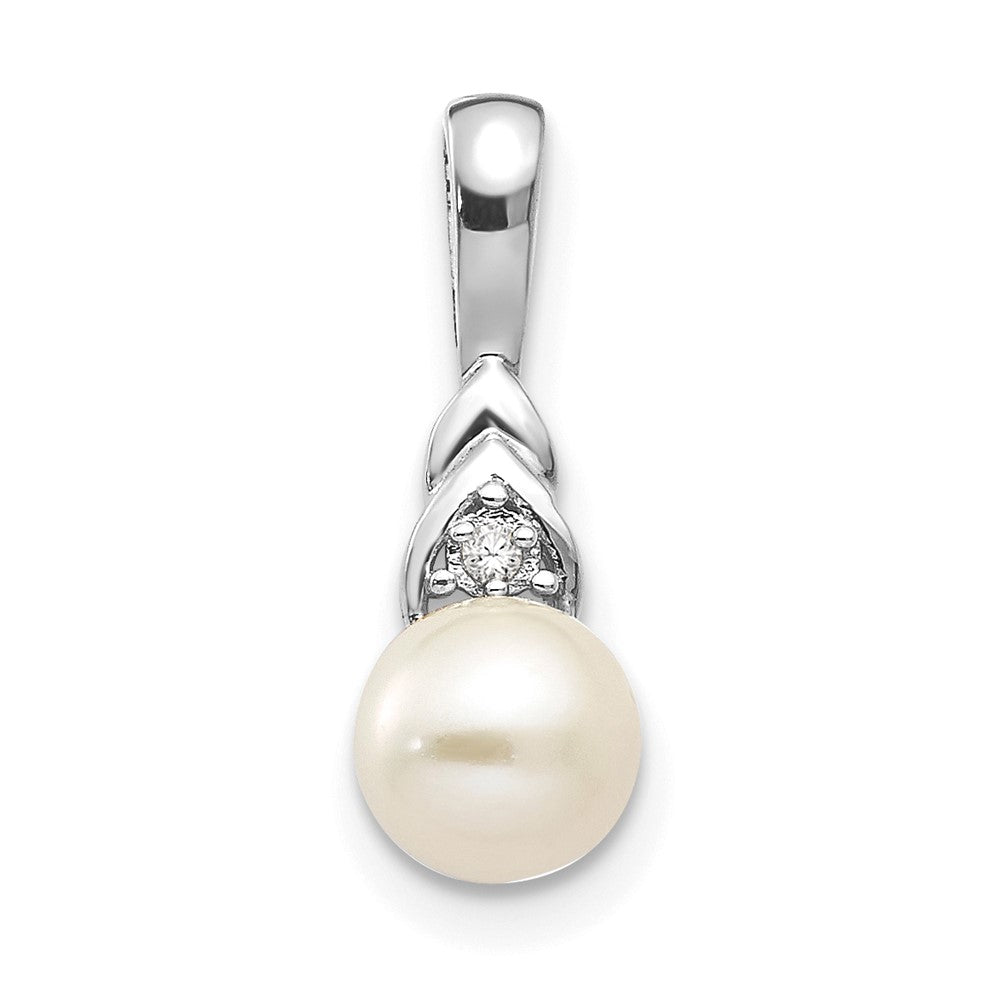14k White Gold June/Freshwater Cultured Pearl and Diamond Pendant